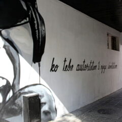 Mural posvećen Miomiru Grujiću Fleki